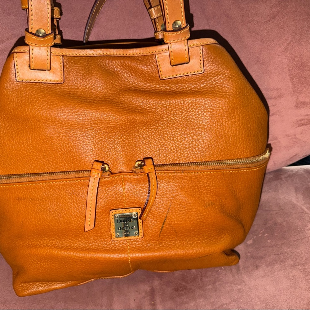 Dooney & Bourke Pebbled Leather Tote in Orange